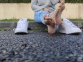 Candid girl shoeplay fetish
