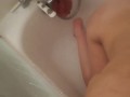 Fit milf filmed in shower. Voyeur. Masturbated on 