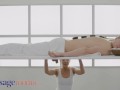 Massage Rooms Sybil Kailena handjob on big cock through milking table