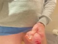 Pissing in to the sink from my big uncut straight guy cock
