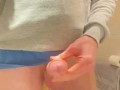 Pissing in to the sink from my big uncut straight guy cock