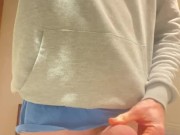 Pissing in to the sink from my big uncut straight guy cock