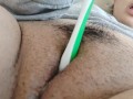 Fucking a toothbrush (cute nails)