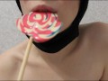 ASMR / GIRL LICKS BIG LOLLIPOP BITES CHEWS SHOWS TONGUE / MOUTH FETISH
