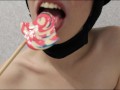 ASMR / GIRL LICKS BIG LOLLIPOP BITES CHEWS SHOWS TONGUE / MOUTH FETISH
