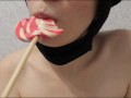 ASMR / GIRL LICKS BIG LOLLIPOP BITES CHEWS SHOWS TONGUE / MOUTH FETISH