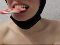 ASMR / GIRL LICKS BIG LOLLIPOP BITES CHEWS SHOWS TONGUE / MOUTH FETISH