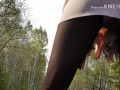 Walking in the park without panties in a mini dress and showing pussy