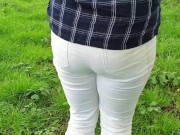 ⭐ White Jeans Peeing compilation. How stained can I make them? ;)