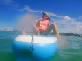 OPEN SEA Masturbation disturbed by Fishermen Boat # Pussy FUCK on SUP by Glass Dildo toy