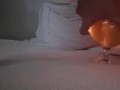 Horny crossdresser piss in glass
