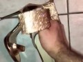 Girlfriend New Gold Heels Cummed