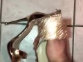 Girlfriend New Gold Heels Cummed