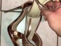 Girlfriend New Gold Heels Cummed