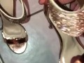 Girlfriend New Gold Heels Cummed