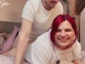 Redhead In Fuzzy Sweater and Knee High Socks Gets Fucked From Behind After Sucking Dick