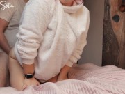 Redhead In Fuzzy Sweater and Knee High Socks Gets Fucked From Behind After Sucking Dick