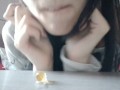 Giantess uses her mouth to play with tinys