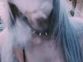 horny alternative girl smoker shows her pussy  (fetish) 