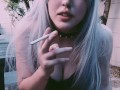 horny alternative girl smoker shows her pussy  (fetish) 