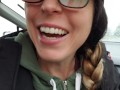 Sneaky Girl Pees From Car