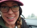 Sneaky Girl Pees From Car