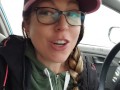 Sneaky Girl Pees From Car