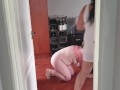 My fat bitch lapping up my piss after I took her for a walk