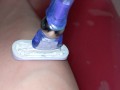 Quick leg shave before heading out to play