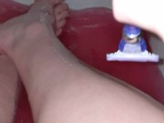 Quick leg shave before heading out to play