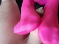 Laura XXX model 2021 footjob on pink nylon