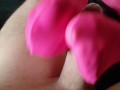 Laura XXX model 2021 footjob on pink nylon