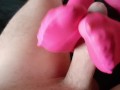 Laura XXX model 2021 footjob on pink nylon