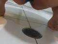 Desperate teen panty pee on bathroom floor