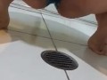 Desperate teen panty pee on bathroom floor