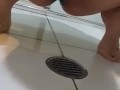 Desperate teen panty pee on bathroom floor