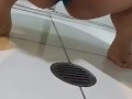 Desperate teen panty pee on bathroom floor