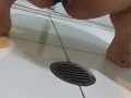 Desperate teen panty pee on bathroom floor