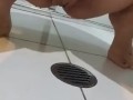 Desperate teen panty pee on bathroom floor