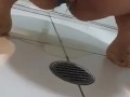Desperate teen panty pee on bathroom floor