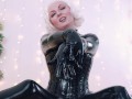 Black latex rubber catsuit and gloves fetish 4k relax video close up