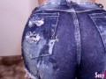 Cumshot on a Big Ass in Short Jeans
