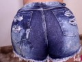 Cumshot on a Big Ass in Short Jeans