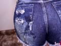 Cumshot on a Big Ass in Short Jeans