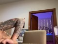 bitch with big tits eats a hamburger nicely
