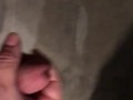 Stocky guy wanking his thick cut cock in the shower with big cumsot