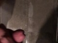 Stocky guy wanking his thick cut cock in the shower with big cumsot