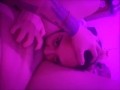 eating babe under the soft pink light