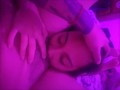 eating babe under the soft pink light