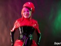 Red latex fetish video, catsuit rubber 4k